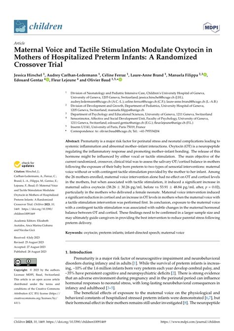 Maternal Voice and Tactile Stimulation Modulate Oxytocin in 